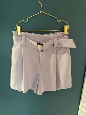 Nine West High-Waist Lavender Paperbag Belted Women's Shorts